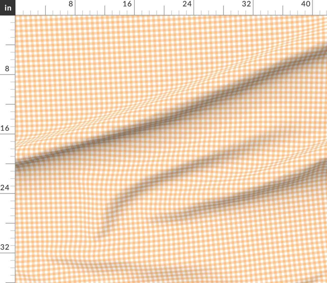 Orange Check Gingham Small Scale Cottagecore French Country Farmhouse Spring Summer Classic Traditional Custom Printed Fabric by Spoonflower Various Fabrics by the Yard or Fat Quarter